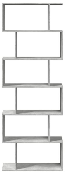 6 szintes betonszürke fa térelválasztó könyvespolc 70x24x193 cm