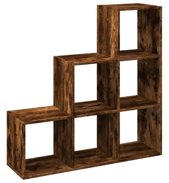 3 szintes füstös tölgy fa elválasztó könyvespolc 99x29x99 cm