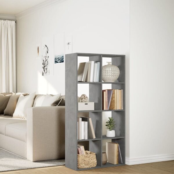 Betonszürke szerelt fa elválasztó könyvespolc 69,5x29x137,5 cm