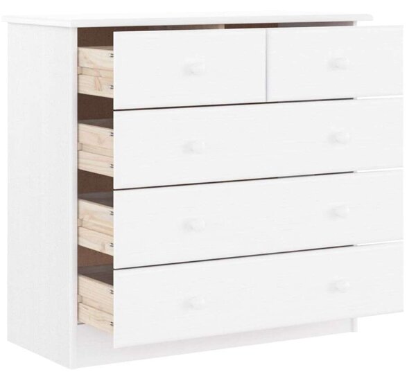 VidaXL Fehér Fenyőfa Komód - 5 Fiók - 77x35x73 cm