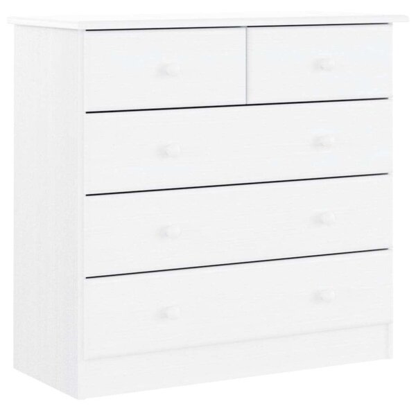 VidaXL Fehér Fenyőfa Komód - 5 Fiók - 77x35x73 cm
