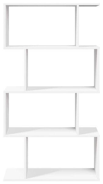 4-szintes fehér szobaelválasztó könyvespolc 70 x 24 x 129 cm rétegelt fa