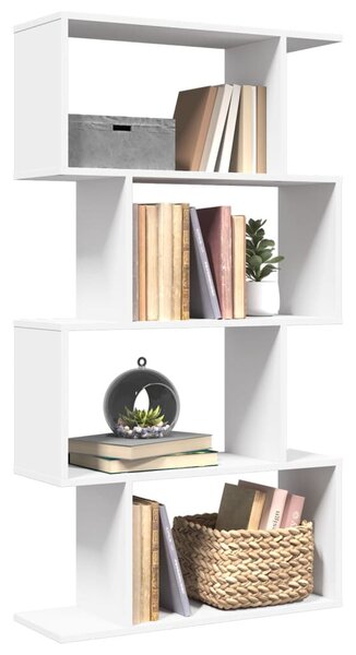 4-szintes fehér szobaelválasztó könyvespolc 70 x 24 x 129 cm rétegelt fa