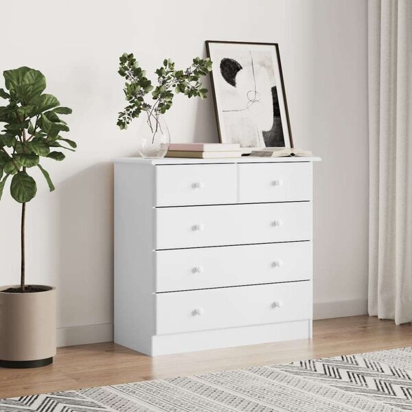 VidaXL Fehér Fenyőfa Komód - 5 Fiók - 77x35x73 cm