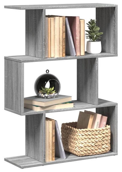 3 szintes szürke sonoma fa elválasztó könyvespolc 70x24x97 cm