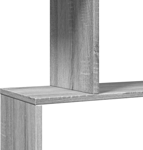 3 szintes szürke sonoma fa elválasztó könyvespolc 70x24x97 cm