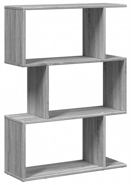 3 szintes szürke sonoma fa elválasztó könyvespolc 70x24x97 cm