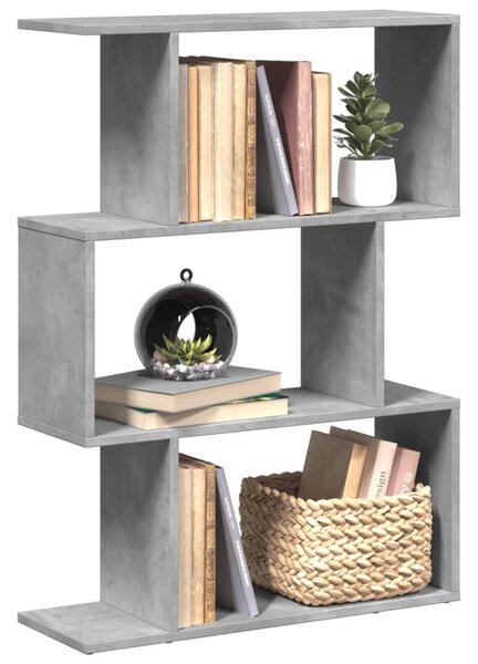 VidaXL 3 szintes betonszürke fa térelválasztó könyvespolc 70x24x97 cm
