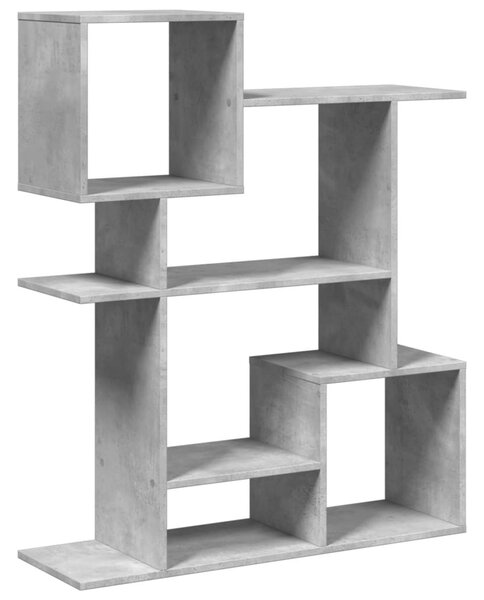 Betonszürke szerelt fa elválasztó könyvespolc 92x29x112 cm