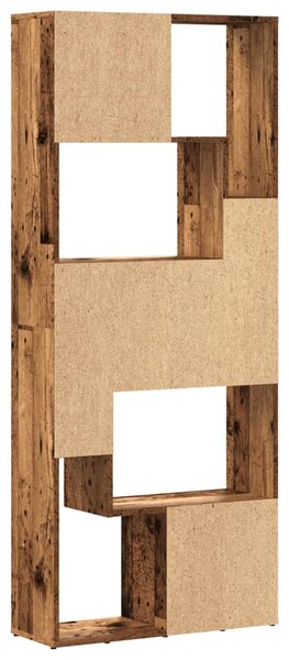 Antik fa színű szerelt fa könyvespolc 67 x 24 x 161 cm