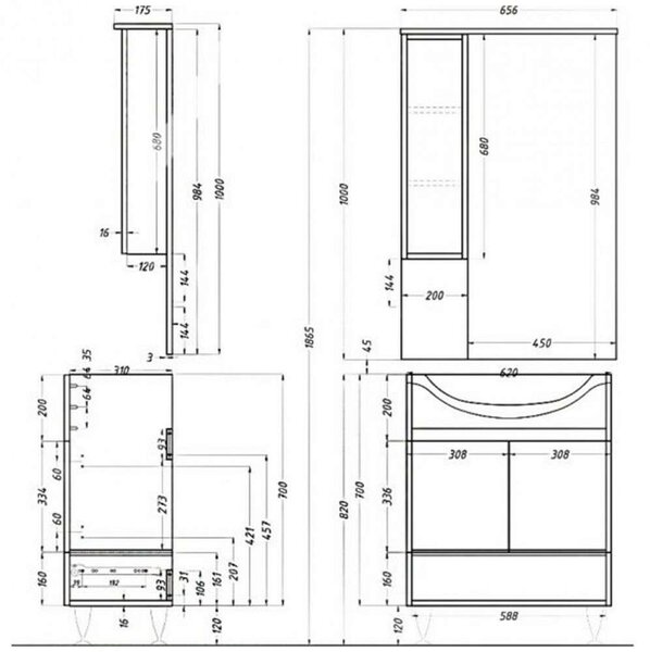 Bianca Plus Fürdőszoba Szekrény - Felső - 65 cm