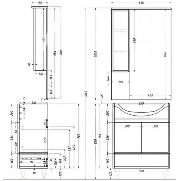 Bianca Plus Fürdőszoba Szekrény - Felső - 65 cm