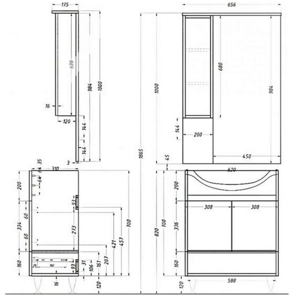 Bianca Plus Fürdőszoba Szekrény - Felső - 65 cm