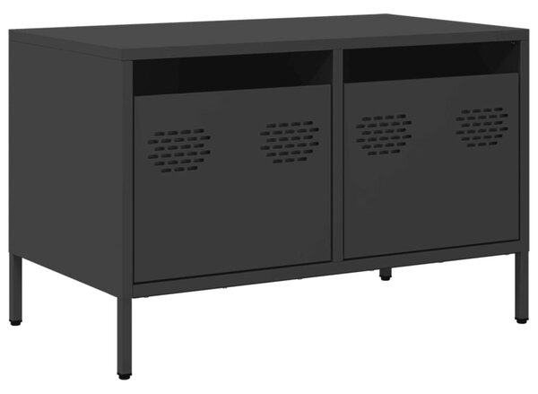 Fekete hidegen hengerelt acél TV-szekrény 68 x 39 x 43,5 cm