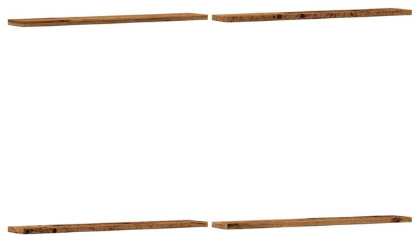 4 db antik fa színű szerelt fa könyvespolc 60 x 10 x 1,5 cm