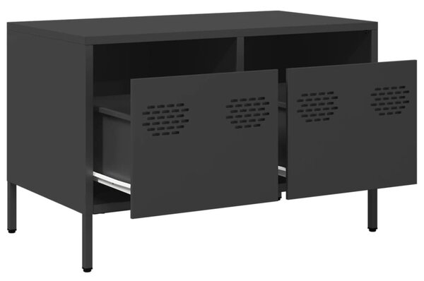 Fekete hidegen hengerelt acél TV-szekrény 68 x 39 x 43,5 cm