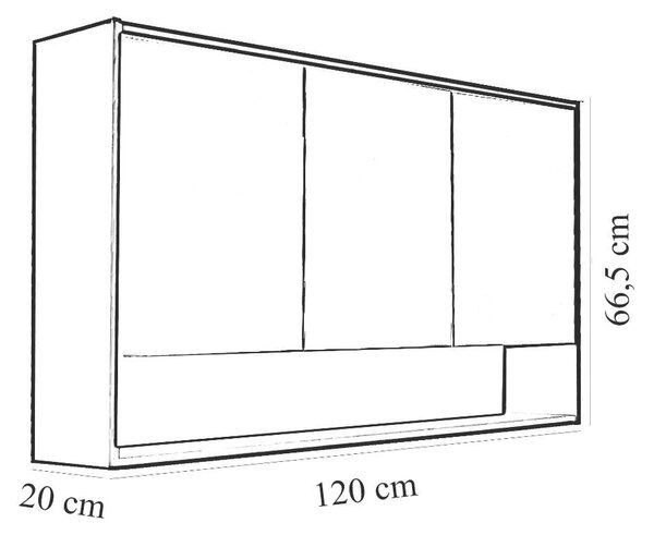 Luna Fürdőszobabútor - Tükrös Szekrény - Sonoma Tölgy - 120 cm