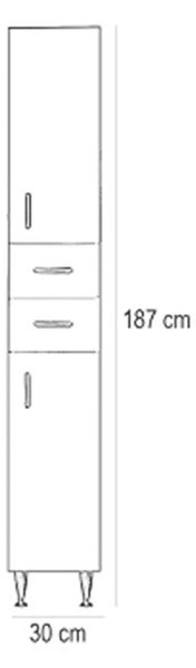 Bianca Plus Fürdőszobabútor Magas Szekrény - 30cm