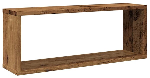4 db antik fa színű szerelt fa fali kockapolc 60 x 15 x 23 cm