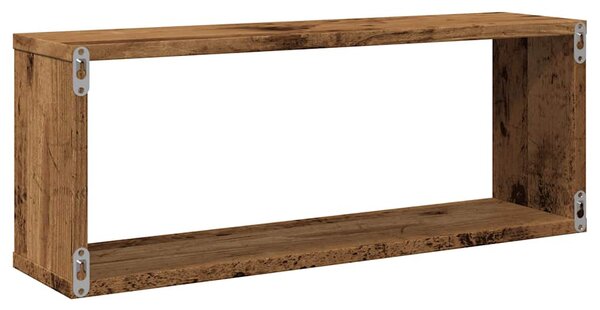 4 db antik fa színű szerelt fa fali kockapolc 60 x 15 x 23 cm