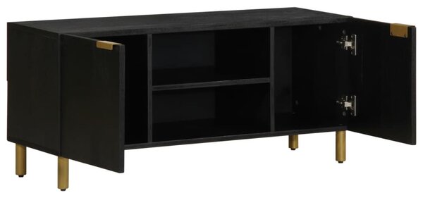 Fekete szerelt fa TV-szekrény 105 x 33 x 46 cm