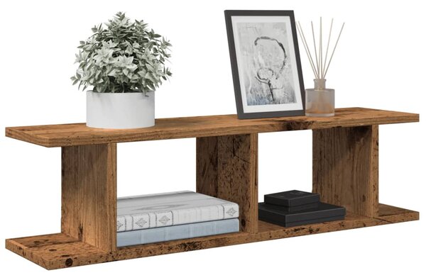 2 db antik fa színű szerelt fa fali polc 75 x 18 x 20 cm