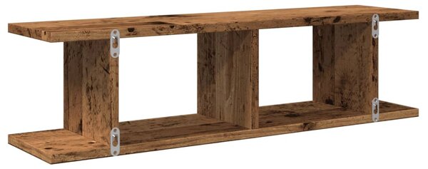 2 db antik fa színű szerelt fa fali polc 75 x 18 x 20 cm