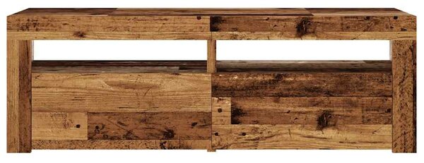 Antik fa színű szerelt fa TV-szekrény LED-ekkel 120x35x40 cm