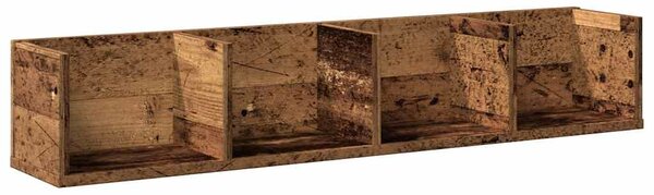 Antik fa színű szerelt fa CD-tartó fali polc 100 x 18 x 18 cm