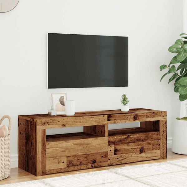 Antik fa színű szerelt fa TV-szekrény LED-ekkel 120x35x40 cm