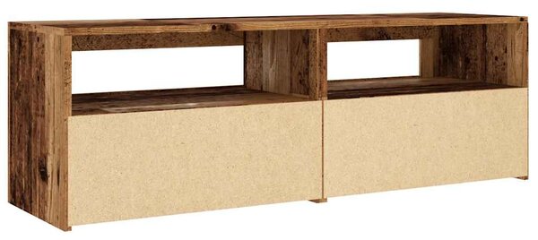 Antik fa színű szerelt fa TV-szekrény LED-ekkel 120x35x40 cm