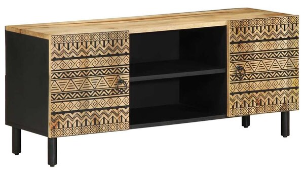 VidaXL fekete tömör nyers mangófa TV-szekrény 105 x 33,5 x 46 cm