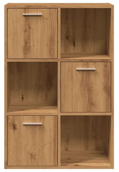 Kézműves tölgy színű szerelt fa könyvespolc 60,5 x 30 x 90 cm