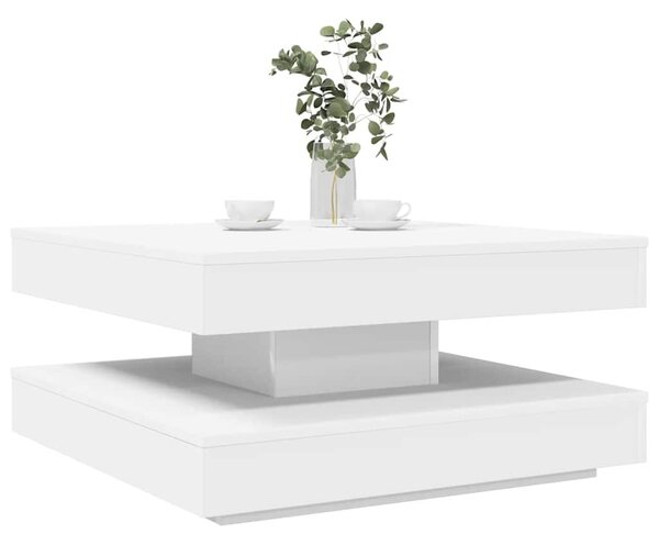 Fehér dohányzóasztal 360 fokban forgatható 70x70x34,5 cm