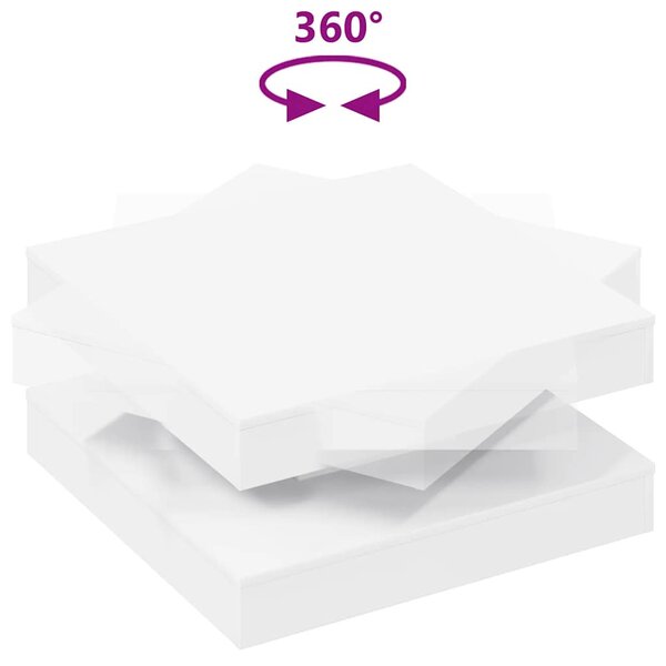 Fehér dohányzóasztal 360 fokban forgatható 70x70x34,5 cm