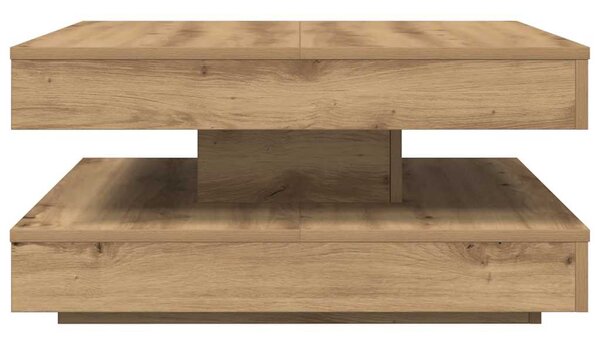 Kézművestölgy dohányzóasztal 360 fokban forgatható 70x70x34,5cm