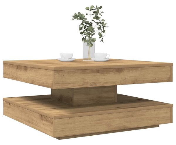 Kézművestölgy dohányzóasztal 360 fokban forgatható 70x70x34,5cm