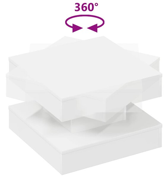 Fehér dohányzóasztal 360 fokban forgatható 50x50x34,5 cm