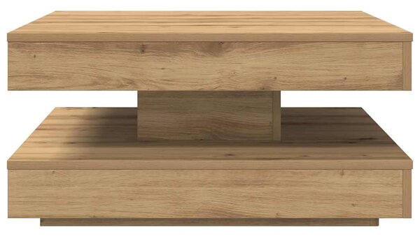 Kézművestölgy dohányzóasztal 360 fokban forgatható 70x70x34,5cm