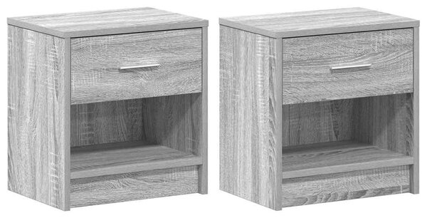 2 db szürke sonoma színű éjjeliszekrény fiókkal 39x28x41 cm