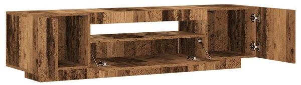 Antik fa színű szerelt fa TV-szekrény LED-ekkel 160x35x40 cm