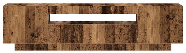 Antik fa színű szerelt fa TV-szekrény LED-ekkel 160x35x40 cm