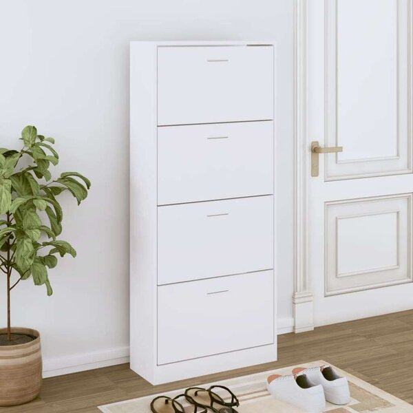 HomeLine Cipősszekrény - Fehér Fa - 4 Fiók - 63x24x147 cm