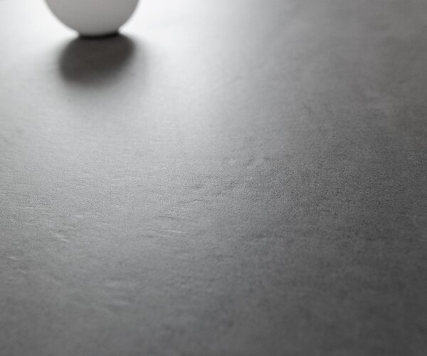 DELIFE Étkezőasztal Edge hajóformájú 200x100 cm kerámia beton szürke rozsdamentes acél ferde