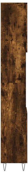 Füstös tölgyszínű szerelt fa fürdőszobaszekrény 30x30x190 cm