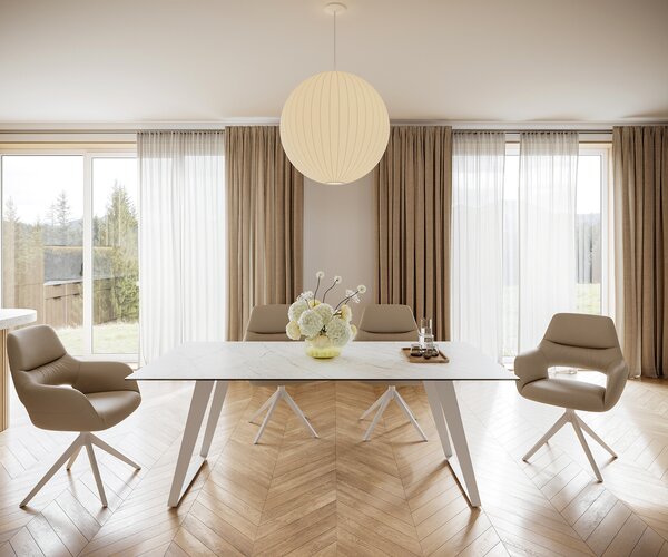 DELIFE Étkezőasztal Edge 200x100 cm Laminam® Statuarietto kerámia fehér fém ferde fehér