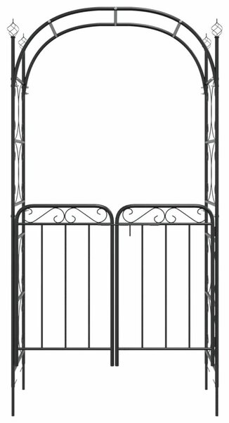 VidaXL Kerti Boltív Kapuval - Fekete Acél - 108x45x235 cm