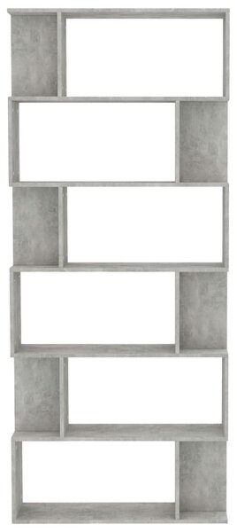 Betonszürke szerelt fa könyvszekrény/térelválasztó 80x24x192 cm
