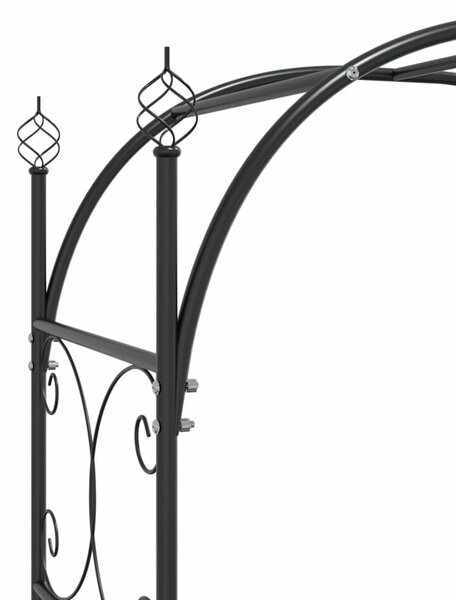 VidaXL Kerti Boltív Kapuval - Fekete Acél - 108x45x235 cm