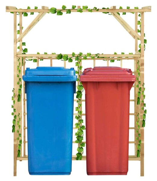 Impregnált fenyőfa kerti pergola 2 szemeteskukához